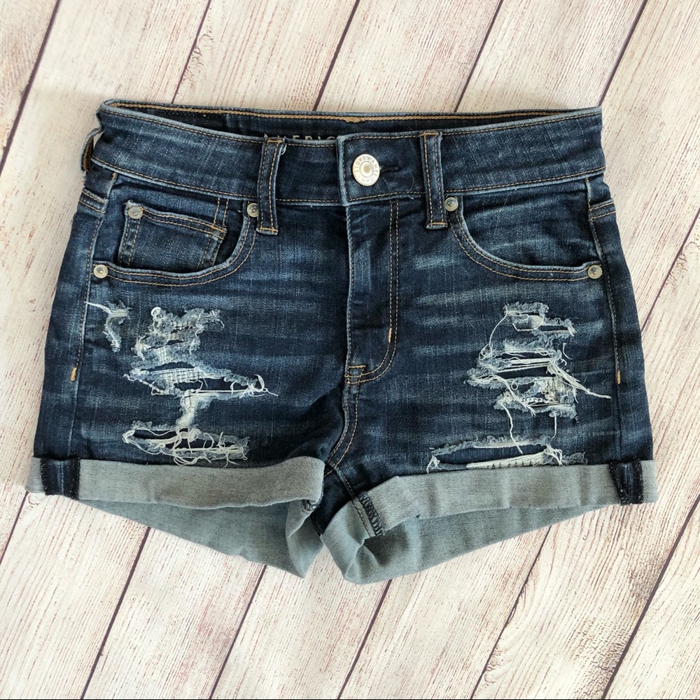American Eagle High Waisted Rise Denim Shorts 0